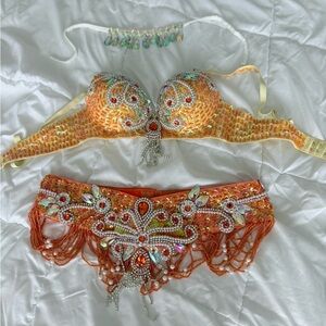 Orange Beaded Dance Costume Set